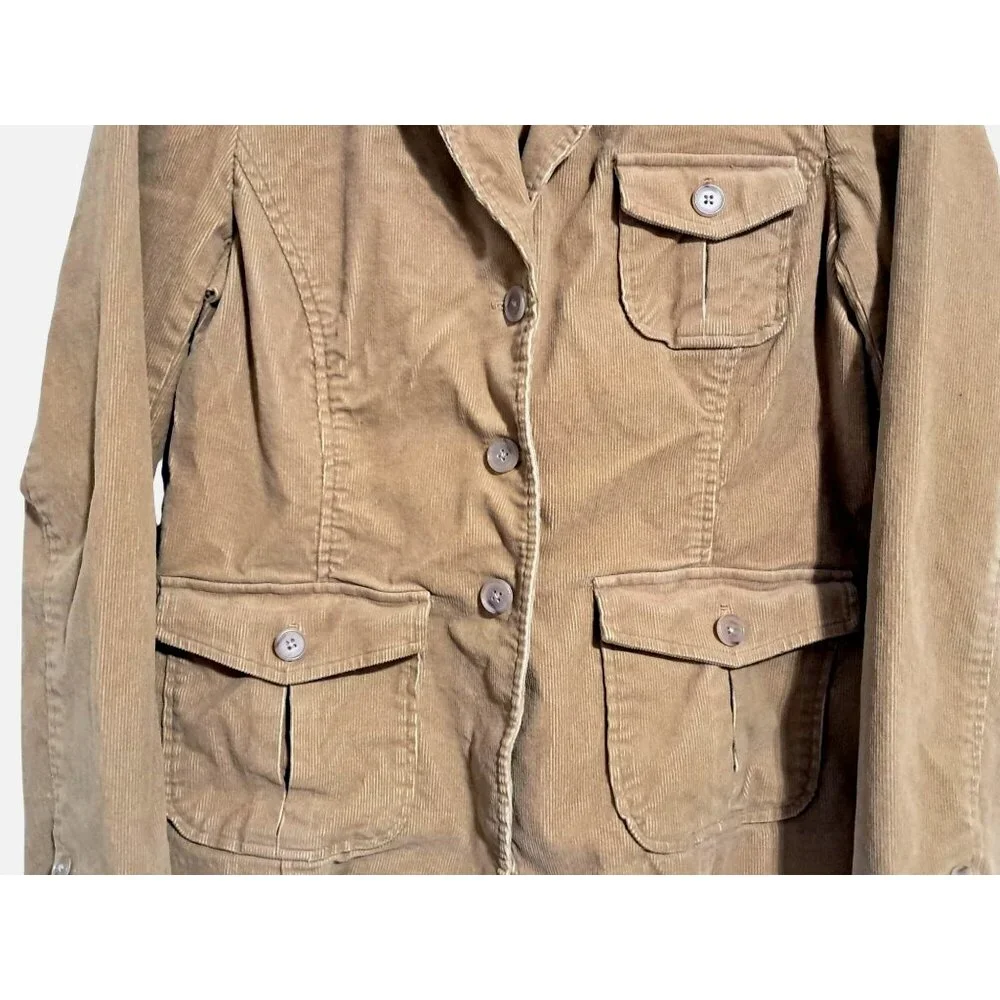 Y2K Lands End Corduroy Blazer Womens Size 12 Tan Jacket - Picture 6 of 13